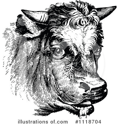 Royalty-Free (RF) Cow Clipart Illustration by Prawny Vintage - Stock Sample #1118704