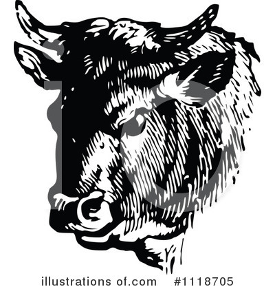 Royalty-Free (RF) Cow Clipart Illustration by Prawny Vintage - Stock Sample #1118705