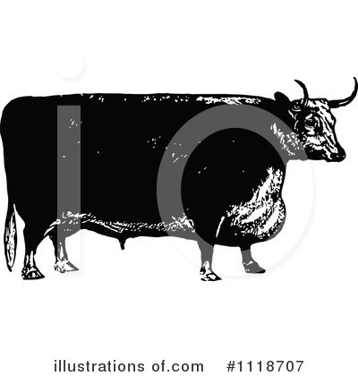 Royalty-Free (RF) Cow Clipart Illustration by Prawny Vintage - Stock Sample #1118707