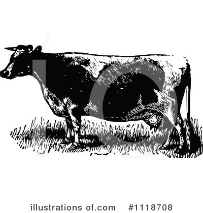 Royalty-Free (RF) Cow Clipart Illustration by Prawny Vintage - Stock Sample #1118708