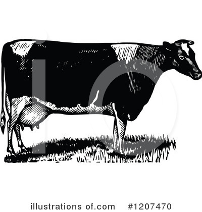 Royalty-Free (RF) Cow Clipart Illustration by Prawny Vintage - Stock Sample #1207470