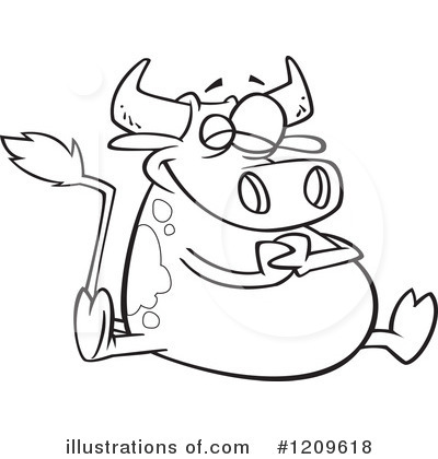Royalty-Free (RF) Cow Clipart Illustration by toonaday - Stock Sample #1209618