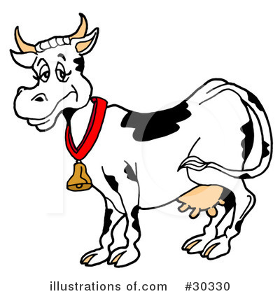 Royalty-Free (RF) Cow Clipart Illustration by LaffToon - Stock Sample #30330