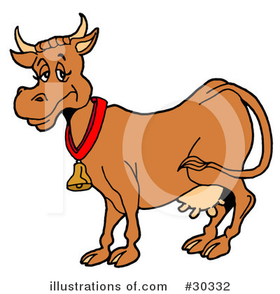 Royalty-Free (RF) Cow Clipart Illustration by LaffToon - Stock Sample #30332