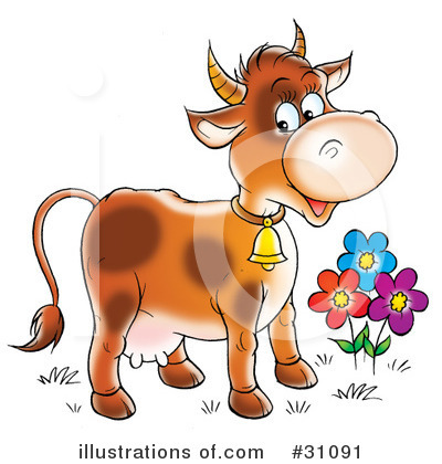 Royalty-Free (RF) Cow Clipart Illustration by Alex Bannykh - Stock Sample #31091