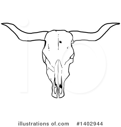 Royalty-Free (RF) Cow Skull Clipart Illustration by LaffToon - Stock Sample #1402944