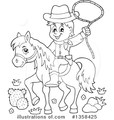 Royalty-Free (RF) Cowboy Clipart Illustration by visekart - Stock Sample #1358425