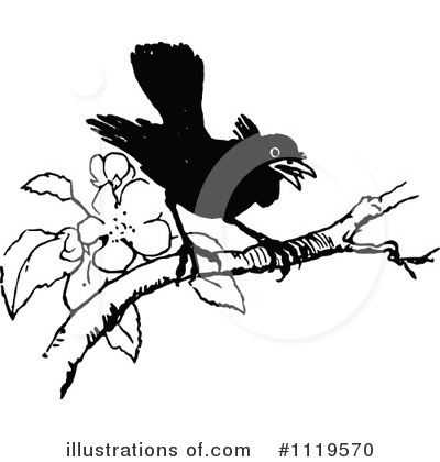 Royalty-Free (RF) Crow Clipart Illustration by Prawny Vintage - Stock Sample #1119570