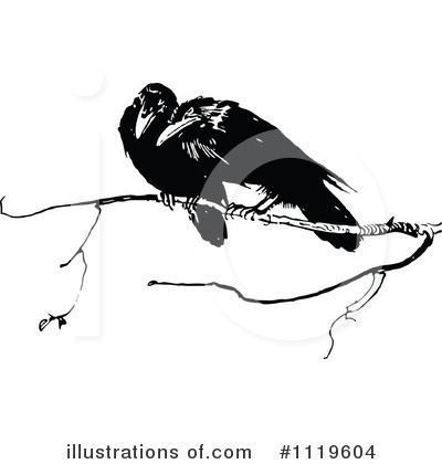 Royalty-Free (RF) Crow Clipart Illustration by Prawny Vintage - Stock Sample #1119604