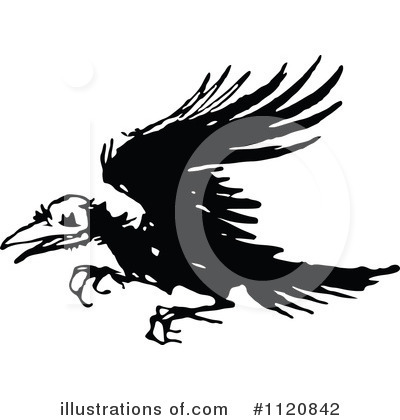 Royalty-Free (RF) Crow Clipart Illustration by Prawny Vintage - Stock Sample #1120842
