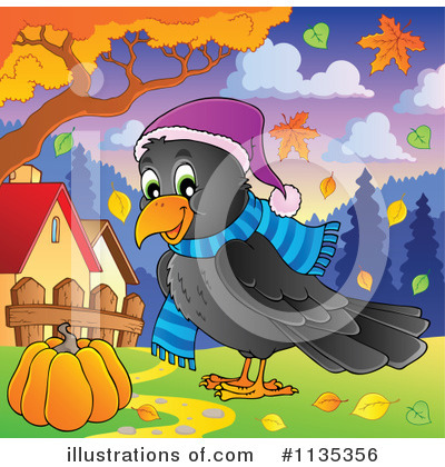 Royalty-Free (RF) Crow Clipart Illustration by visekart - Stock Sample #1135356