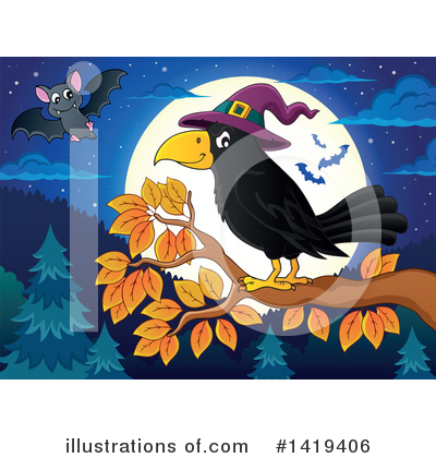 Royalty-Free (RF) Crow Clipart Illustration by visekart - Stock Sample #1419406