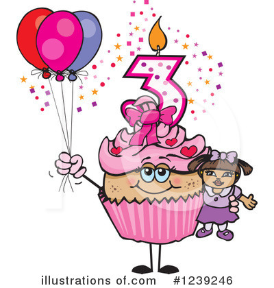 Birthday Cupcake Clipart #1239246 by Dennis Holmes Designs