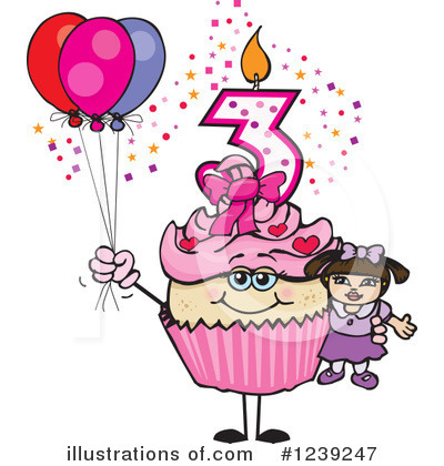 Birthday Cupcake Clipart #1239247 by Dennis Holmes Designs