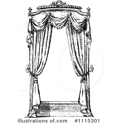 Royalty-Free (RF) Curtains Clipart Illustration by Prawny Vintage - Stock Sample #1115301