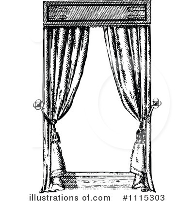 Royalty-Free (RF) Curtains Clipart Illustration by Prawny Vintage - Stock Sample #1115303