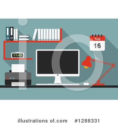 Royalty-Free (RF) Desktop Computer Clipart Illustration by Vector Tradition SM - Stock Sample #1288331