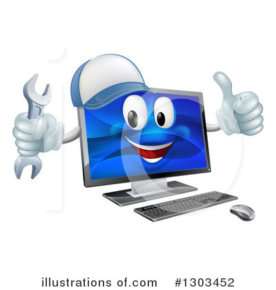 Royalty-Free (RF) Desktop Computer Clipart Illustration by AtStockIllustration - Stock Sample #1303452
