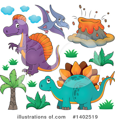 Royalty-Free (RF) Dinosaur Clipart Illustration by visekart - Stock Sample #1402519
