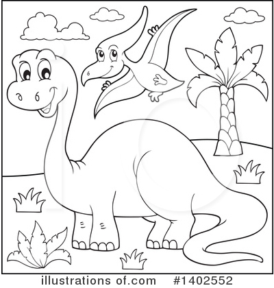 Royalty-Free (RF) Dinosaur Clipart Illustration by visekart - Stock Sample #1402552