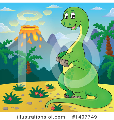 Royalty-Free (RF) Dinosaur Clipart Illustration by visekart - Stock Sample #1407749