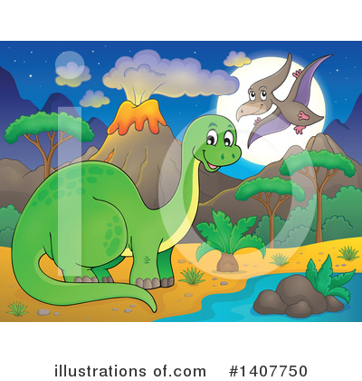 Royalty-Free (RF) Dinosaur Clipart Illustration by visekart - Stock Sample #1407750