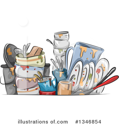 Royalty-Free (RF) Dirty Dishes Clipart Illustration by BNP Design Studio - Stock Sample #1346854