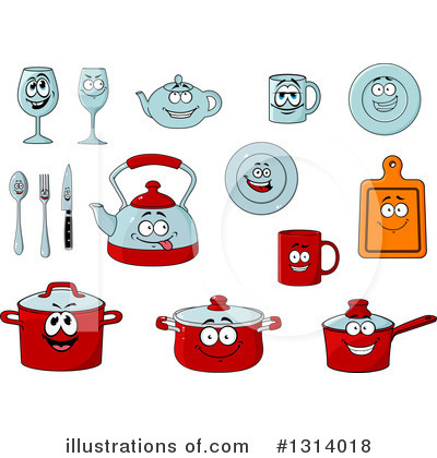 Royalty-Free (RF) Dishes Clipart Illustration by Vector Tradition SM - Stock Sample #1314018