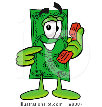 Dollar Bill Character Clipart #8387 by Mascot Junction