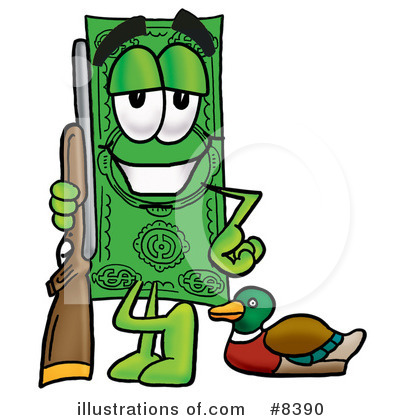 Dollar Bill Character Clipart #8390 by Mascot Junction