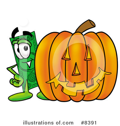 Dollar Bill Character Clipart #8391 by Mascot Junction