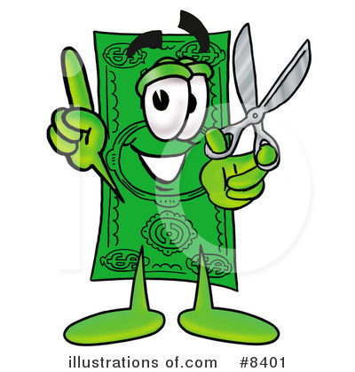 Dollar Bill Character Clipart #8401 by Mascot Junction