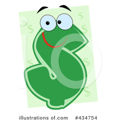 Royalty-Free (RF) Dollar Symbol Character Clipart Illustration by Hit Toon - Stock Sample #434754
