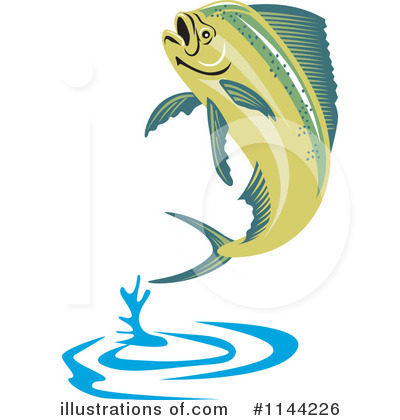 Royalty-Free (RF) Dolphin Fish Clipart Illustration by patrimonio - Stock Sample #1144226