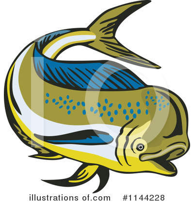 Royalty-Free (RF) Dolphin Fish Clipart Illustration by patrimonio - Stock Sample #1144228