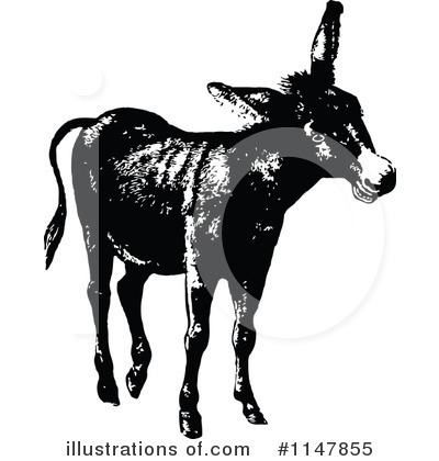 Royalty-Free (RF) Donkey Clipart Illustration by Prawny Vintage - Stock Sample #1147855