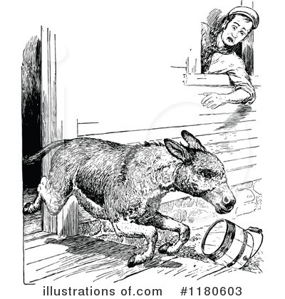 Royalty-Free (RF) Donkey Clipart Illustration by Prawny Vintage - Stock Sample #1180603