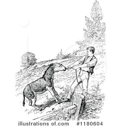 Royalty-Free (RF) Donkey Clipart Illustration by Prawny Vintage - Stock Sample #1180604
