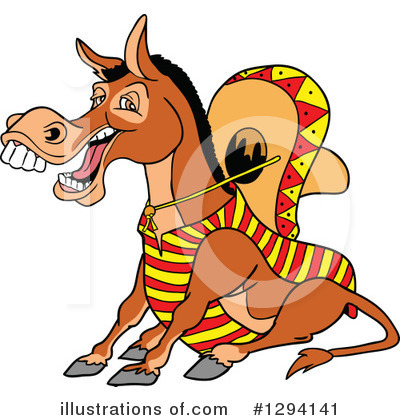 Royalty-Free (RF) Donkey Clipart Illustration by LaffToon - Stock Sample #1294141