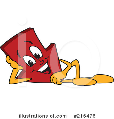 Royalty-Free (RF) Down Arrow Mascot Clipart Illustration by Mascot Junction - Stock Sample #216476