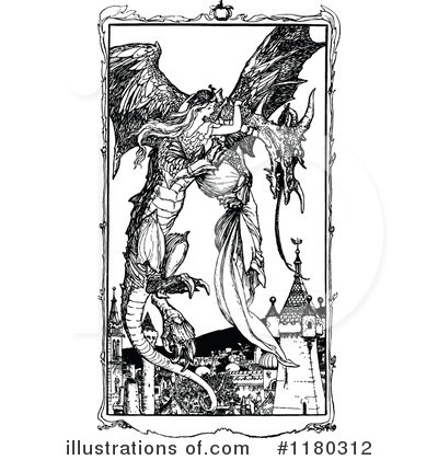 Royalty-Free (RF) Dragon Clipart Illustration by Prawny Vintage - Stock Sample #1180312
