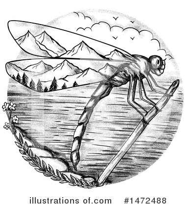 Royalty-Free (RF) Dragonfly Clipart Illustration by patrimonio - Stock Sample #1472488