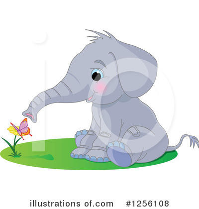 Royalty-Free (RF) Elephant Clipart Illustration by Pushkin - Stock Sample #1256108