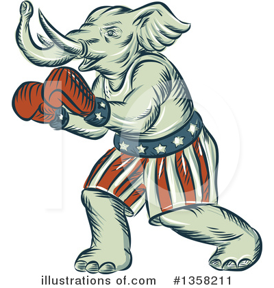 Royalty-Free (RF) Elephant Clipart Illustration by patrimonio - Stock Sample #1358211