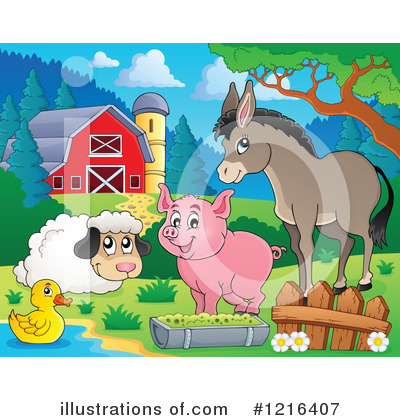 Royalty-Free (RF) Farm Animal Clipart Illustration by visekart - Stock Sample #1216407