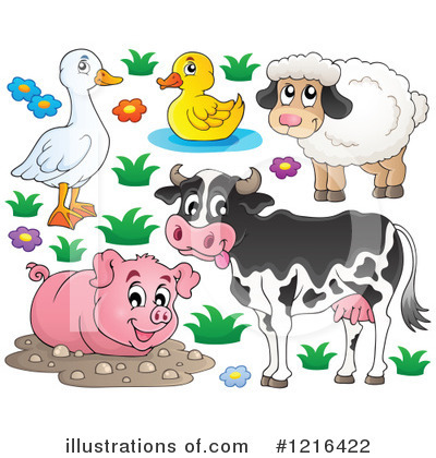 Royalty-Free (RF) Farm Animal Clipart Illustration by visekart - Stock Sample #1216422