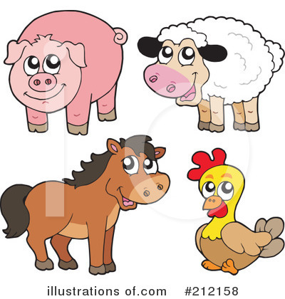 Royalty-Free (RF) Farm Animals Clipart Illustration by visekart - Stock Sample #212158