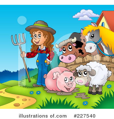 Royalty-Free (RF) Farm Animals Clipart Illustration by visekart - Stock Sample #227540