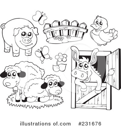 Royalty-Free (RF) Farm Animals Clipart Illustration by visekart - Stock Sample #231676