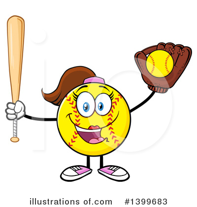 Royalty-Free (RF) Female Softball Clipart Illustration by Hit Toon - Stock Sample #1399683